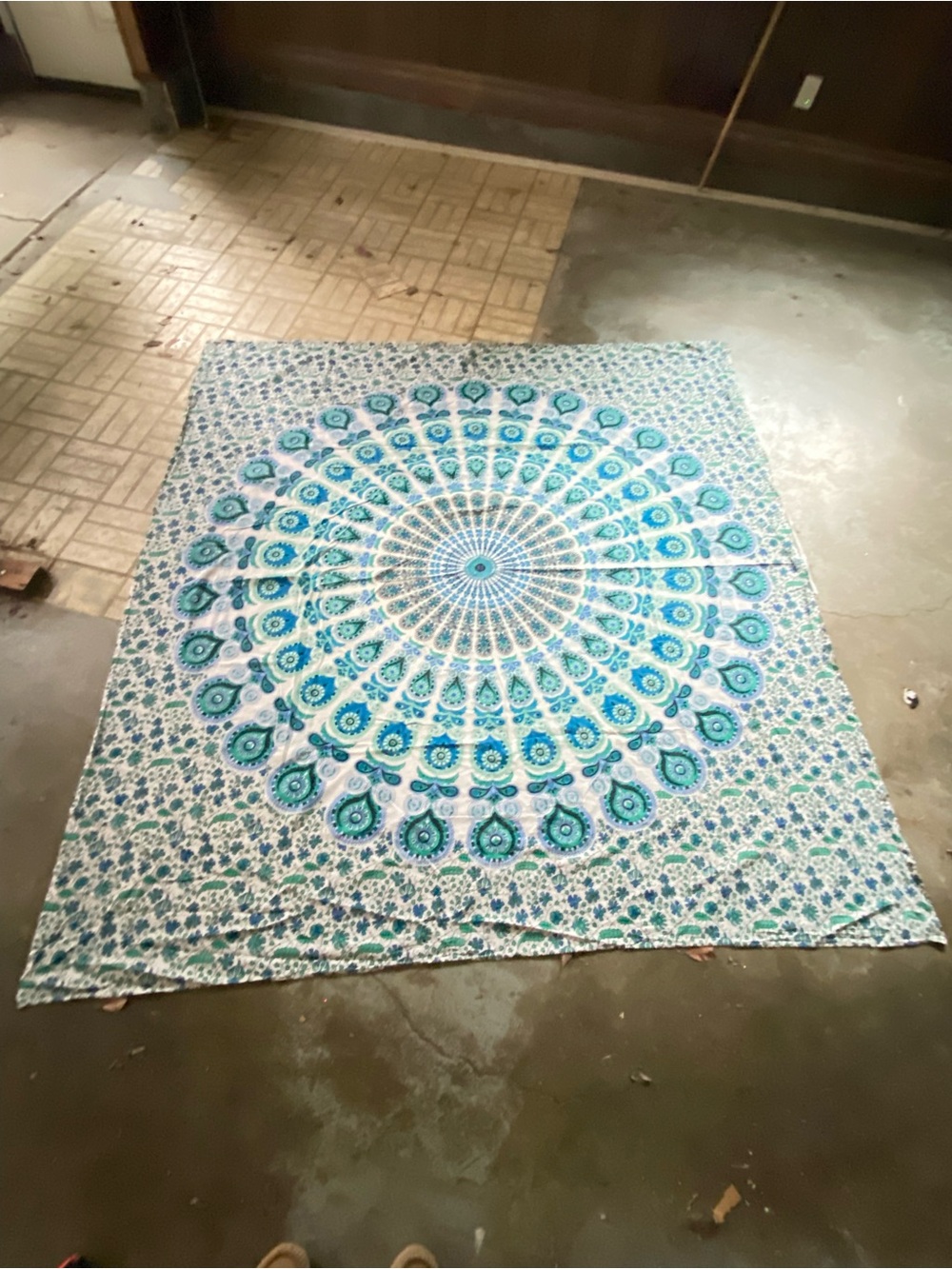 Large Blue Teal Mandala Wall Tapestry - Home Wall Decor